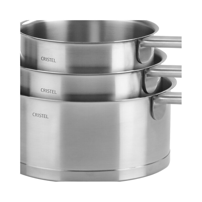 CRISTEL - Batterie de 3 casseroles Cristel Strate en inox - 16 18 et 20cm