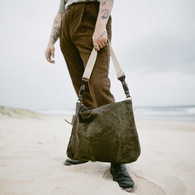 Bleu De Chauffe - Besace Baskia - Kaki foncé stonewashed