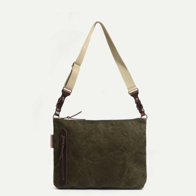 Bleu de Chauffe - Besace Baskia – Kaki foncé stonewashed