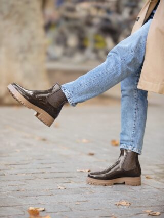 JULES & JENN - Bottines de pluie crantées marron beige