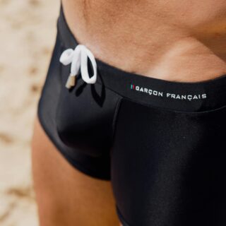 Garçon Français - Boxer de bain noir  broderie