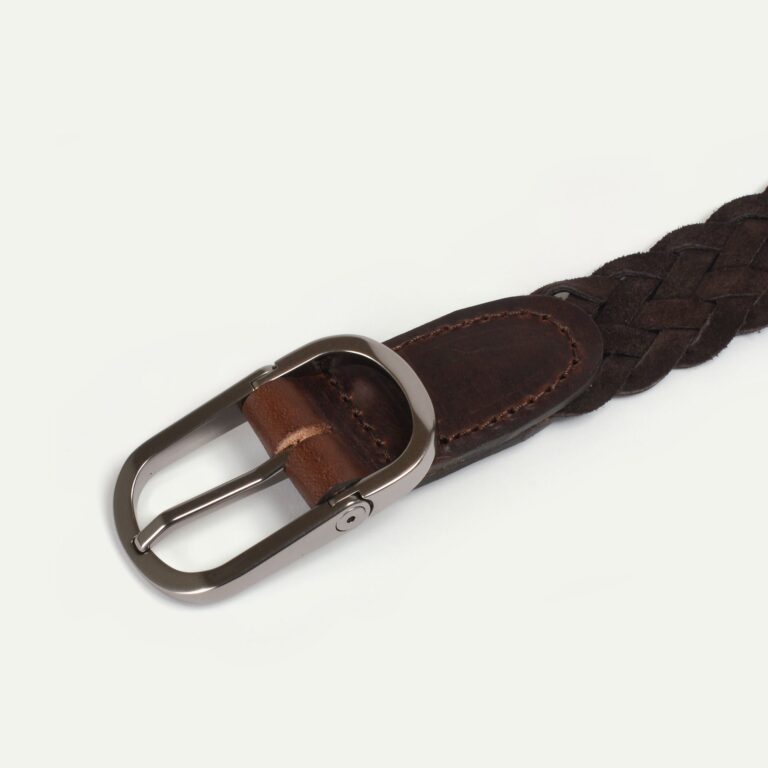 Bleu De Chauffe - Ceinture Cliquet tressée - Brun suédé