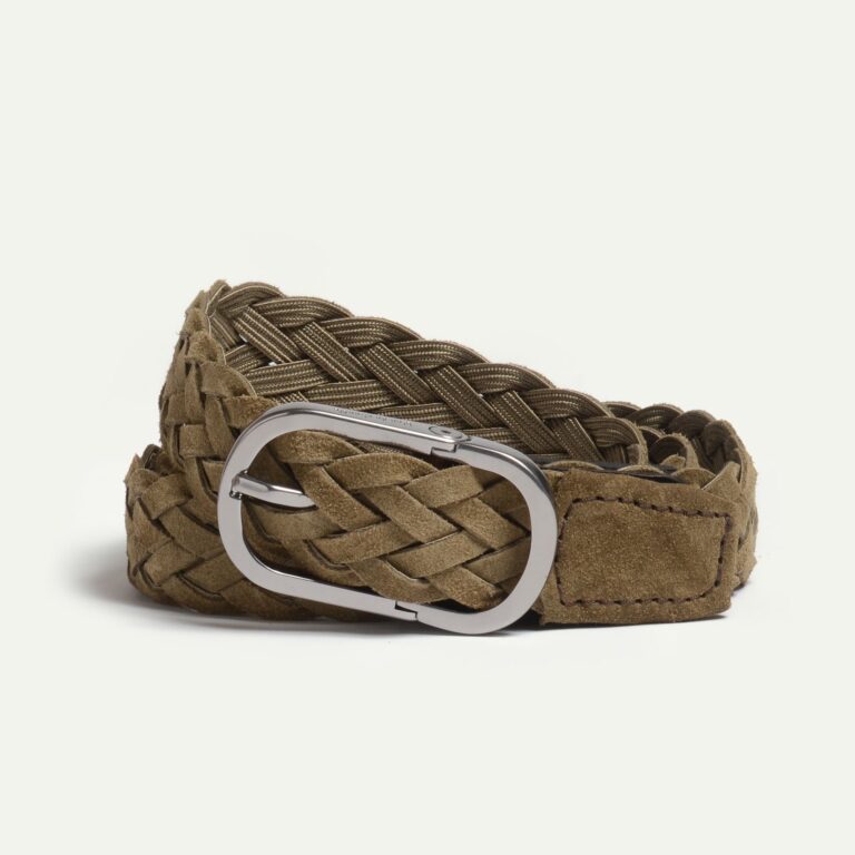 Bleu De Chauffe - Ceinture Cliquet tressée - Kaki suédé