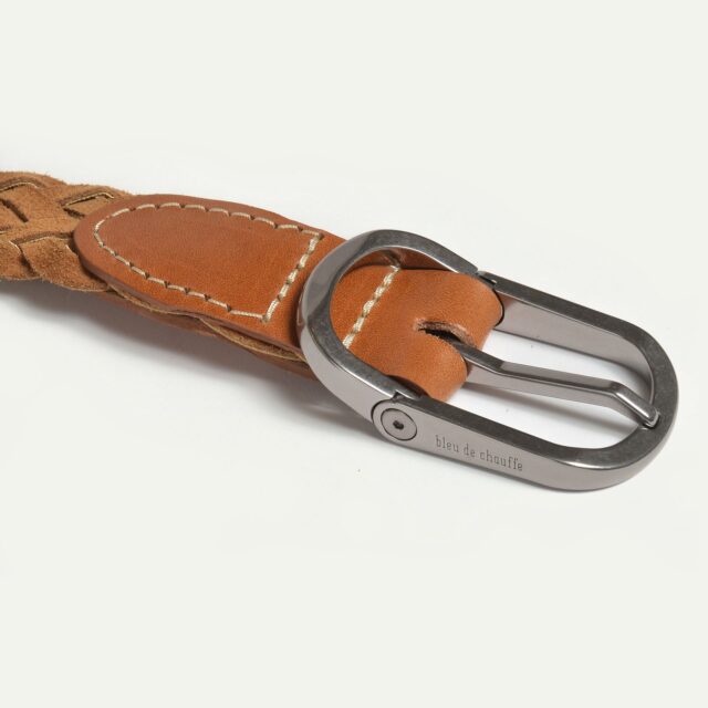 Bleu De Chauffe - Ceinture Cliquet tressée - Miel suédé
