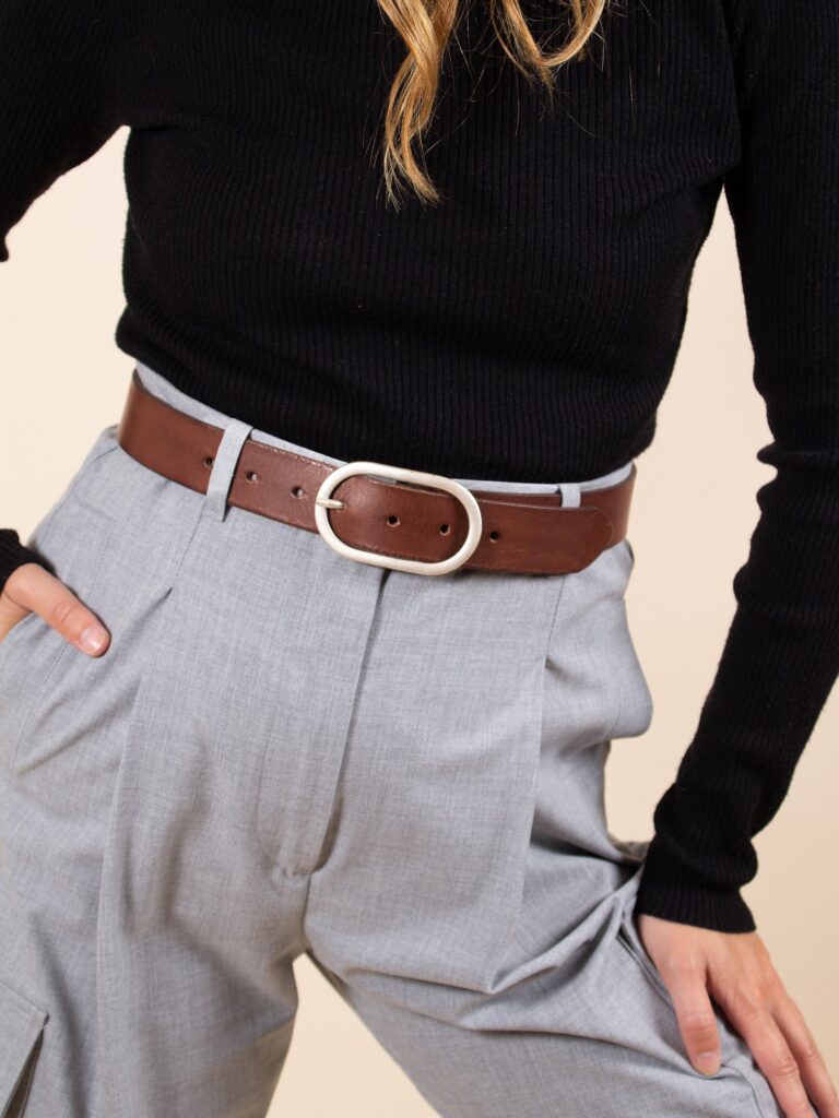 ceinture large cuir cognac s3 JULES & JENN -