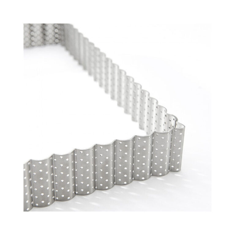 DE BUYER - Cercle à tarte DE BUYER carré cannelé en inox perforé 23cm