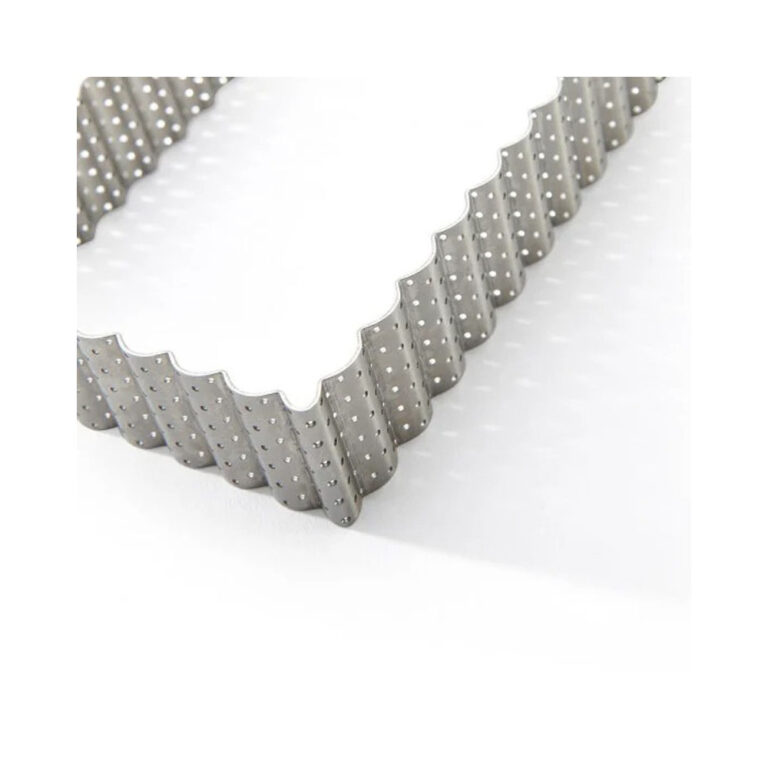 DE BUYER - Cercle à tarte DE BUYER rectangulaire cannelé en inox perforé 35cm
