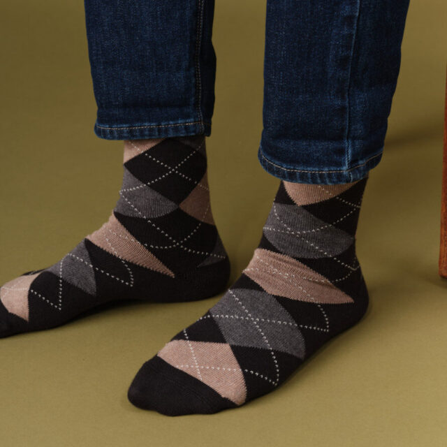 Montlimart - CHAUSSETTES CHEVIOT NOIR/GRIS/BEIGE