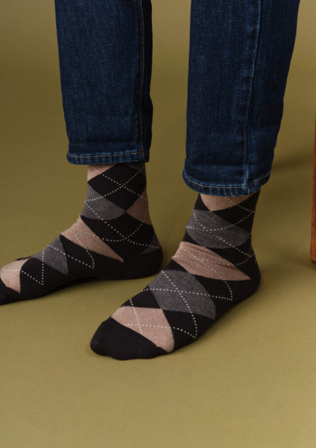 Montlimart - CHAUSSETTES CHEVIOT NOIR/GRIS/BEIGE