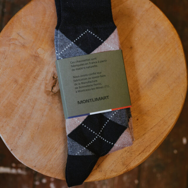Montlimart - CHAUSSETTES CHEVIOT NOIR/GRIS/BEIGE