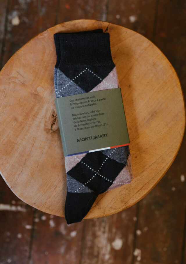 Montlimart - CHAUSSETTES CHEVIOT NOIR/GRIS/BEIGE