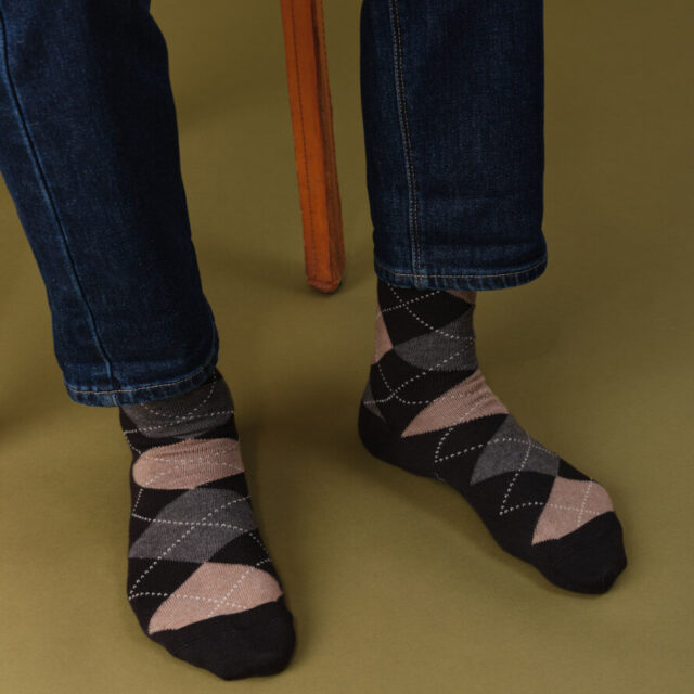 Montlimart - CHAUSSETTES CHEVIOT NOIR/GRIS/BEIGE