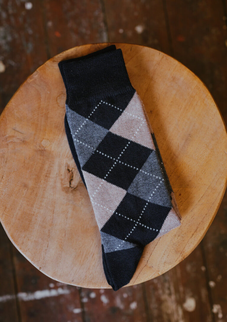 Montlimart - CHAUSSETTES CHEVIOT NOIR/GRIS/BEIGE