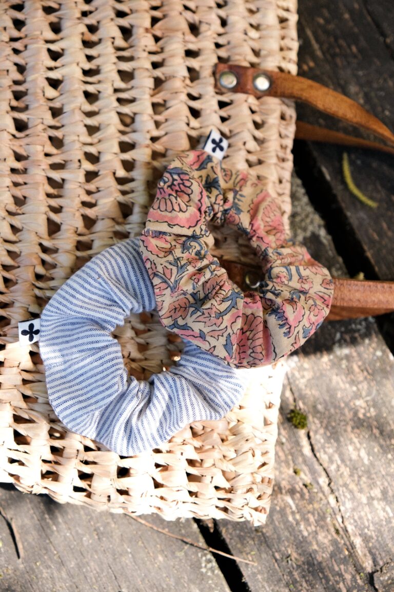 POZÉ - Lot de 2 Chouchous petit format - Fleuri rose & bleu et Milleraie bleu