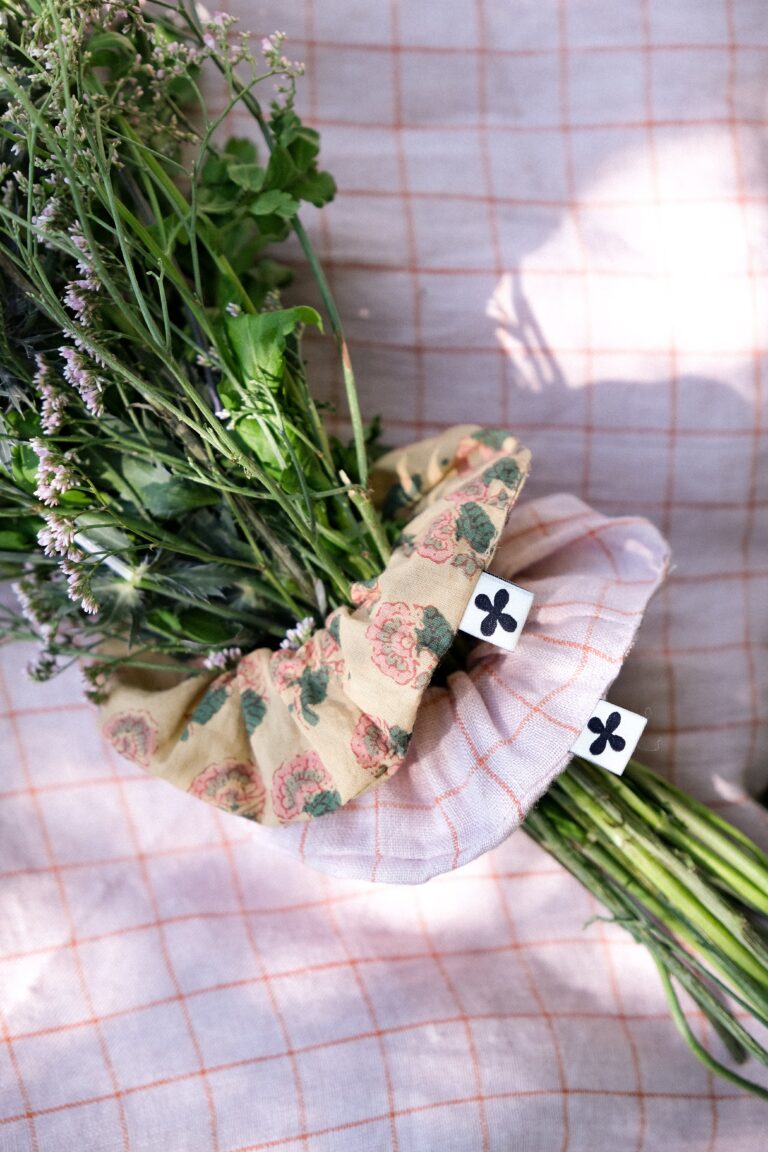 POZÉ - Lot de 2 Chouchous - Petit format - Fleuri rose & Carreaux rose