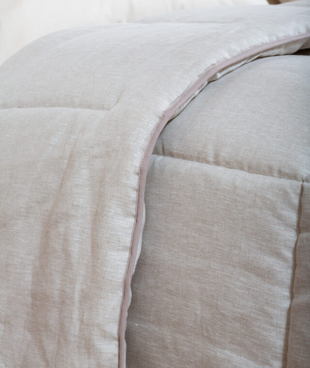 Ardelaine - Couverture piquée en laine - Tissu en lin Poivre et Sel