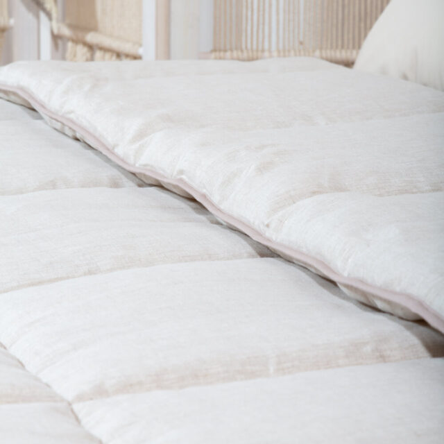 Ardelaine - Couverture piquée en laine - Tissu en lin Poivre et Sel