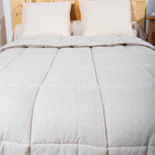 Ardelaine - Couverture piquée en laine - Tissu en lin Poivre et Sel