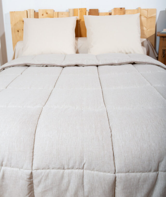 Ardelaine - Couverture piquée en laine - Tissu en lin Poivre et Sel