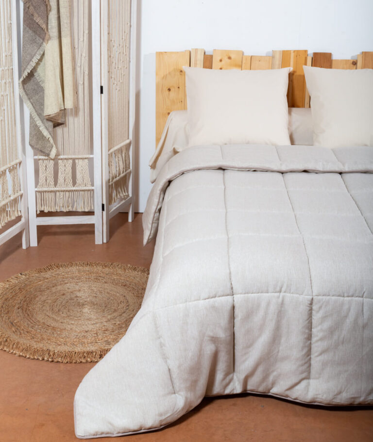 Ardelaine - Couverture piquée en laine - Tissu en lin Poivre et Sel