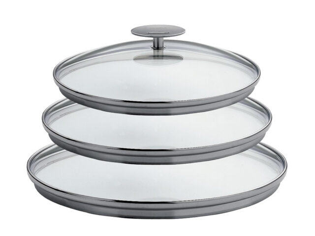 CRISTEL - Set de 3 couvercles Cristel Platine inox verre