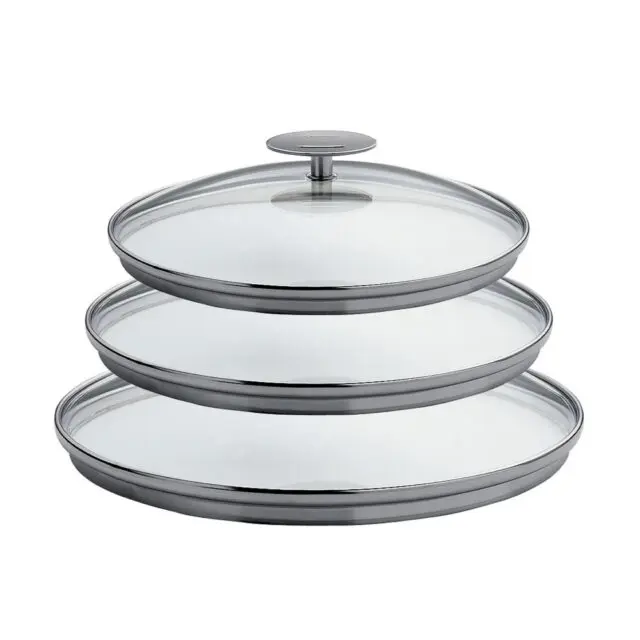 CRISTEL - Set de 3 couvercles Cristel Platine inox verre