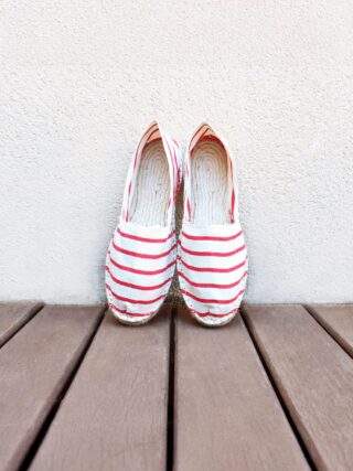JULES & JENN - Espadrilles toile coton blanc rouge