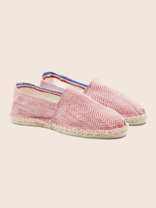 Espadrilles coton upcyclé blanc rouge par la marque JULES & JENN JULES & JENN - Espadrilles coton upcyclé blanc rouge