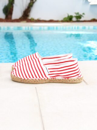 JULES & JENN - Espadrilles toile coton rouge & doré