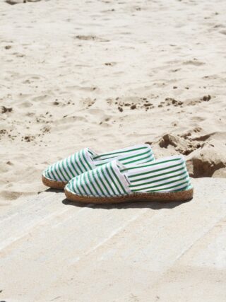 JULES & JENN - Espadrilles toile coton vert doré