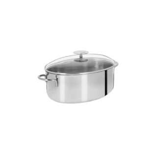 Faitout ovale CRISTEL Mutine fixe en inox avec couvercle verre 30x22cm par la marque CRISTEL CRISTEL - Faitout ovale CRISTEL Mutine fixe en inox avec couvercle verre 30x22cm