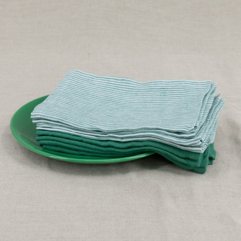 Embrin - Lot de 4 serviettes en lin - Vert