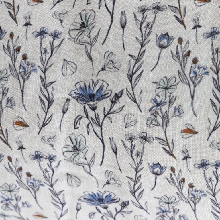 Embrin - Courtepointe Herbier de Lin Cirrus - Bleu & Ocre