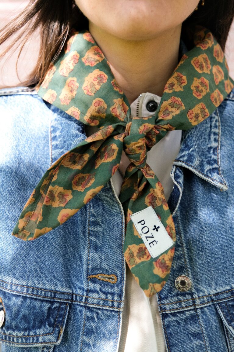 POZÉ - Foulard en coton - Fleuri vert
