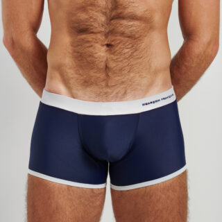 Garçon Français - Boxer de bain blanc & bleu marine