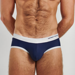 Garçon Français - Slip de bain blanc & bleu marine