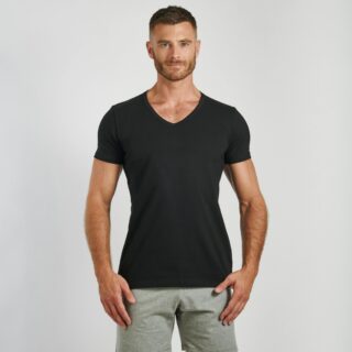 Garçon Français - T-shirt noir col V  Indispensable