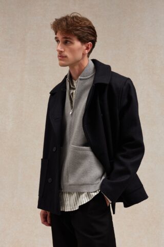 Le Minor - Gilet zippé gris chiné Milano pour homme