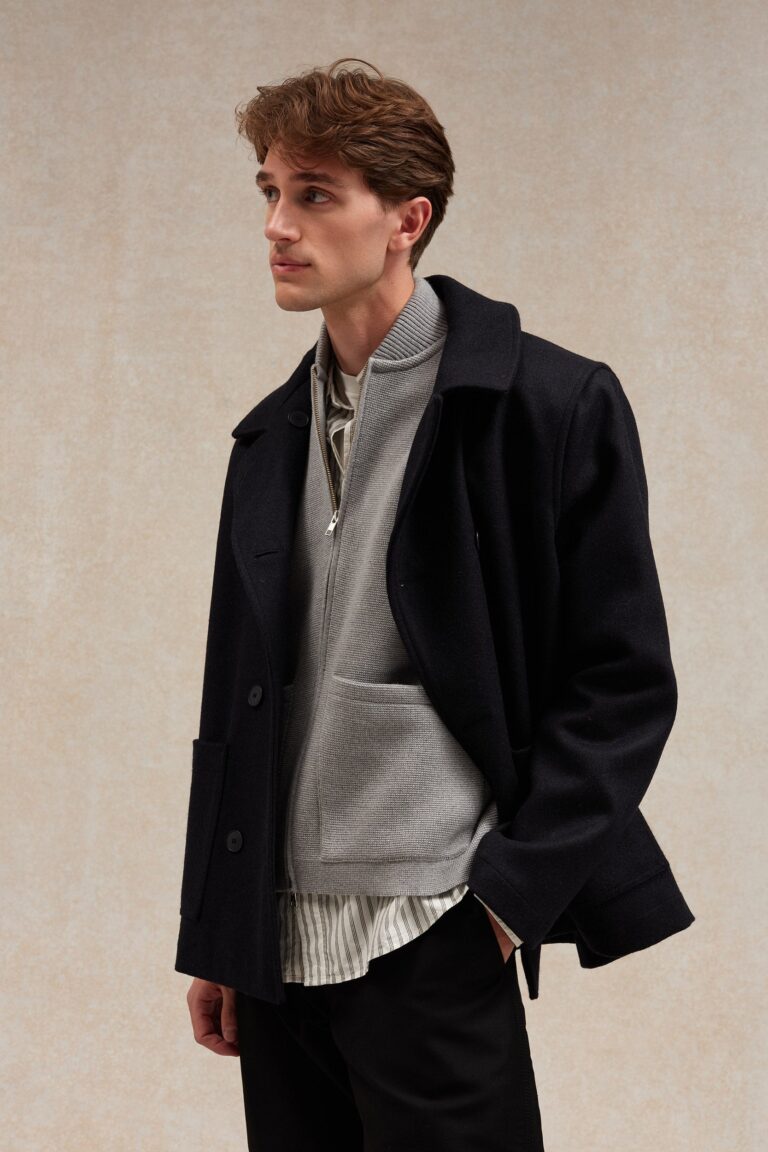 Le Minor - Gilet zippé gris chiné Milano pour homme