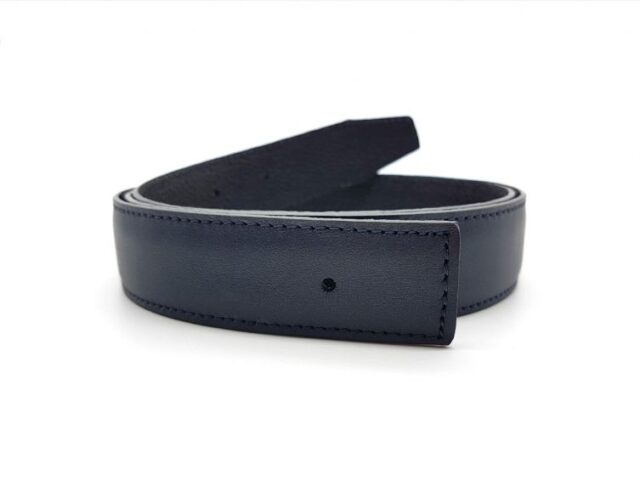 La Guêpe - Hermes compatible – bande de cuir réversible 32mm, marine lisse et noir grainé – 5002 Choisir