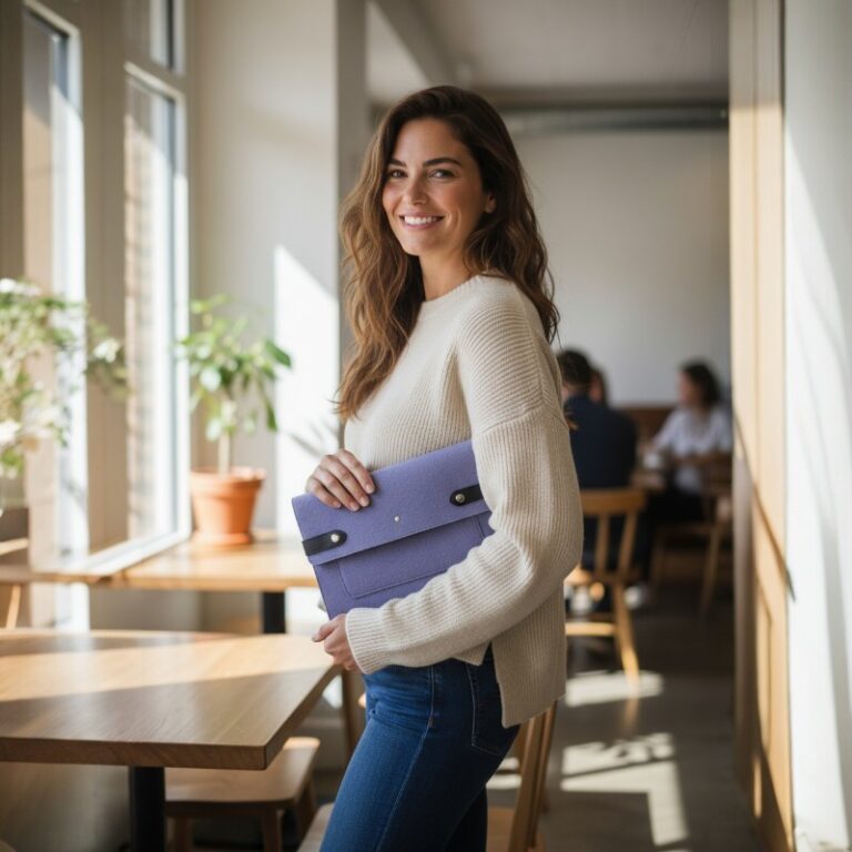 Saint-Lazare - Pochette ordinateur Made in France - Violet clair