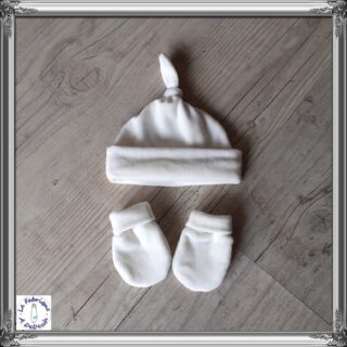 La Fabrique À DeDeuh - Bonnet noué mixte+moufles en tissu minky extensible doux ou  et chaud: 10couleurs