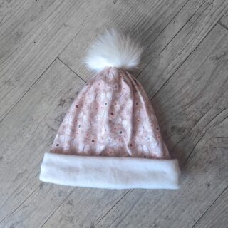 La Fabrique À DeDeuh - Bonnet uni ou à motifs et à pompon: chaud, doux et fourré à l’intérieur en blanc cassé, dès la naissance à enfant