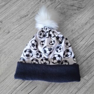 La Fabrique À DeDeuh - Bonnet uni ou à motifs et à pompon: chaud, doux et fourré à l’intérieur en bleu marine, dès la naissance à enfant