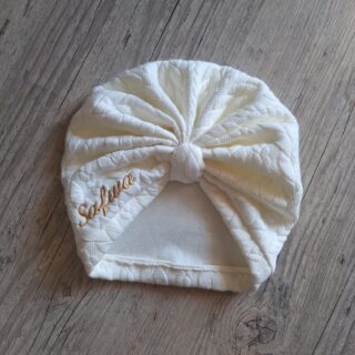 Turban nœud, buns ou simple personnalisé avec prénom brodé tissu chaud torsadé et chaud 7 couleurs par la marque La Fabrique À DeDeuh La Fabrique À DeDeuh - Turban nœud, buns ou simple personnalisé avec prénom brodé tissu chaud torsadé et chaud 7 couleurs