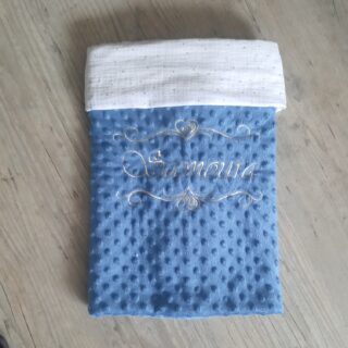 La Fabrique À DeDeuh - Couverture printemps/été doublée en gaze de coton doux personnalisé, brodée prénom et/ou ornement