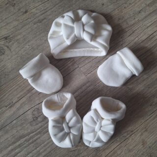 La Fabrique À DeDeuh - Ensemble Turban nœud + moufle + chausson assortis. tissus sweat fourré