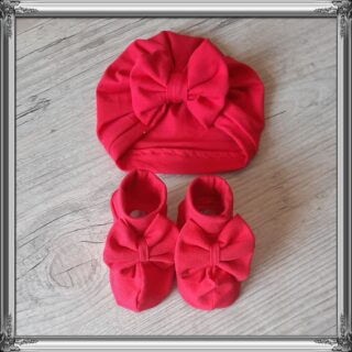 Ensemble Turban noeud + moufles + bandeau + chaussons assortis. tissu jersey de coton par la marque La Fabrique À DeDeuh La Fabrique À DeDeuh - Ensemble Turban noeud + moufles + bandeau + chaussons assortis. tissu jersey de coton