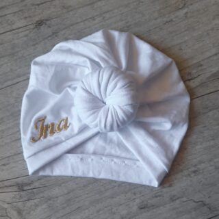 Turban nœud ou buns Prénom brodé tissu jersey extensible 10 couleurs par la marque La Fabrique À DeDeuh La Fabrique À DeDeuh - Turban nœud ou buns Prénom brodé tissu jersey extensible 10 couleurs