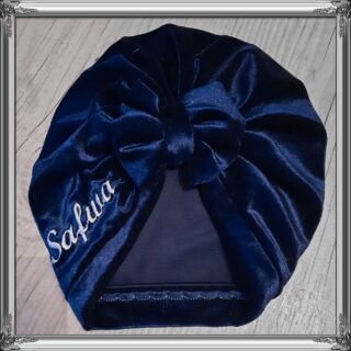 La Fabrique À DeDeuh - Turban bonnet nœud, buns ou tourbillon prénom brodé velours extensible chaud et doux 10 couleurs